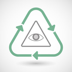 Line art recycle sign icon with an all seeing eye