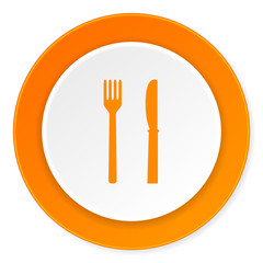 eat orange circle 3d modern design flat icon on white background
