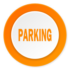 parking orange circle 3d modern design flat icon on white background