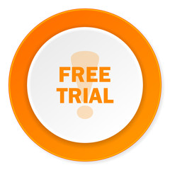free trial orange circle 3d modern design flat icon on white background