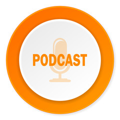 podcast orange circle 3d modern design flat icon on white background