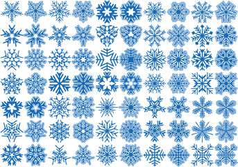 Set of 70 vector snowflakes