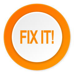 fix it orange circle 3d modern design flat icon on white background