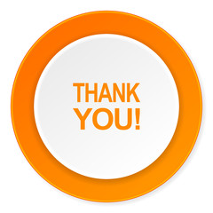 thank you orange circle 3d modern design flat icon on white background