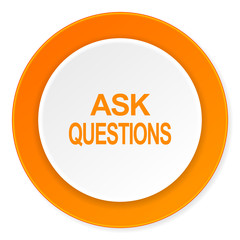 ask questions orange circle 3d modern design flat icon on white background