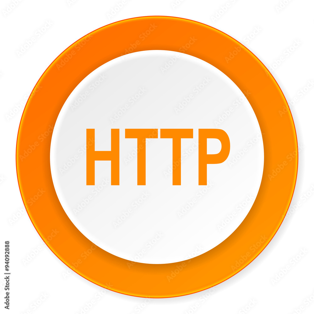 Poster http orange circle 3d modern design flat icon on white background