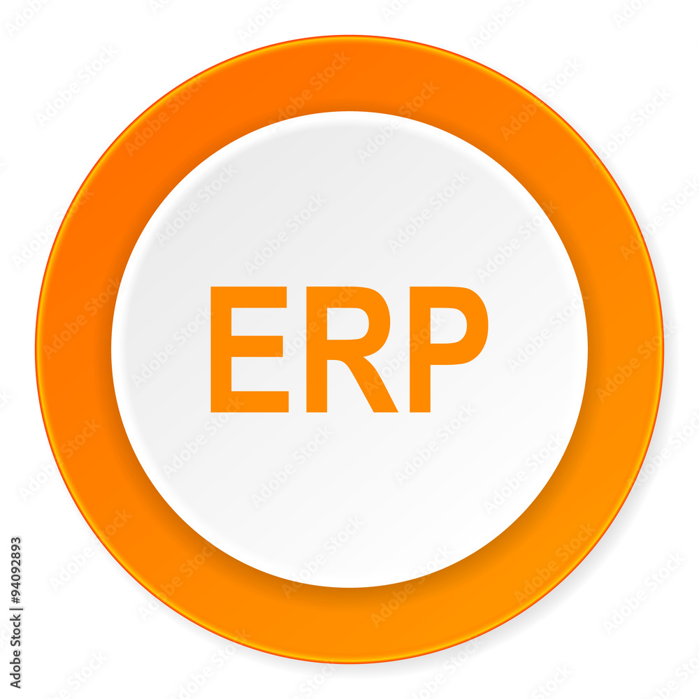 Poster erp orange circle 3d modern design flat icon on white background