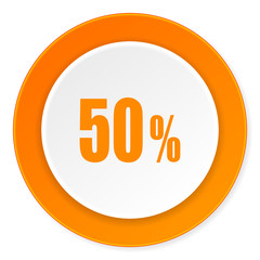 50 percent orange circle 3d modern design flat icon on white background
