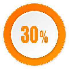 30 percent orange circle 3d modern design flat icon on white background