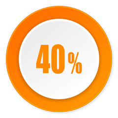 40 percent orange circle 3d modern design flat icon on white background