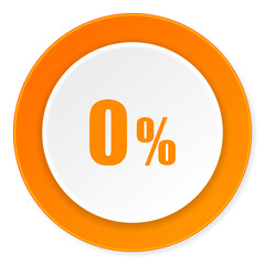 0 percent orange circle 3d modern design flat icon on white background