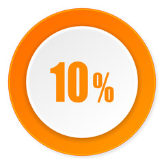 10 percent orange circle 3d modern design flat icon on white background