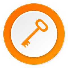 key orange circle 3d modern design flat icon on white background
