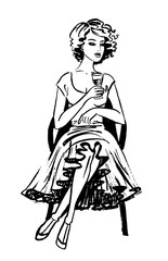 woman sitting and drinking wine