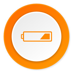 battery orange circle 3d modern design flat icon on white background