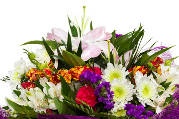 Obraz na płótnie Canvas bouquet of bright flowers isolated on white