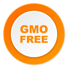 gmo free orange circle 3d modern design flat icon on white background