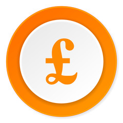 pound orange circle 3d modern design flat icon on white background