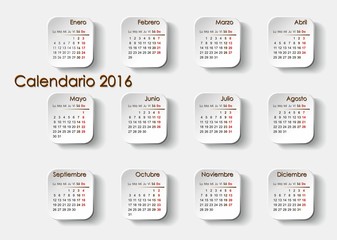 Planning Calendar 2016 in Spanish