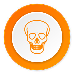 skull orange circle 3d modern design flat icon on white background