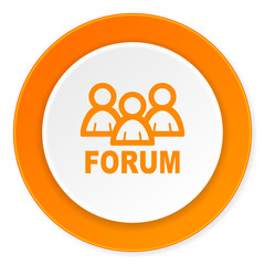 forum orange circle 3d modern design flat icon on white background