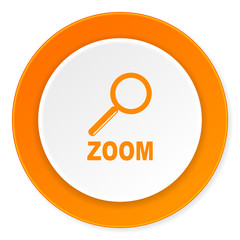 zoom orange circle 3d modern design flat icon on white background