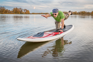 fitness on stand up paddleboard