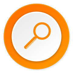 search orange circle 3d modern design flat icon on white background