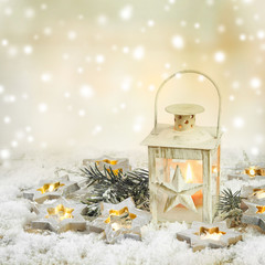 Christmas lantern with light stars