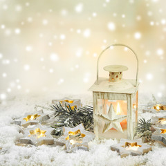 Christmas lantern with light stars © Alina G