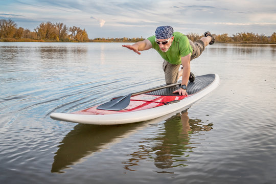 fitness on stand up paddleboard