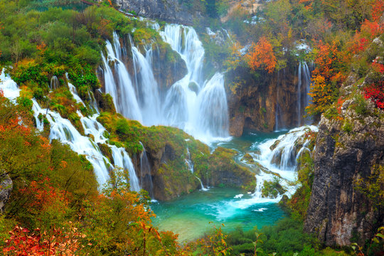 Fototapeta The waterfalls of Plitvice National Park