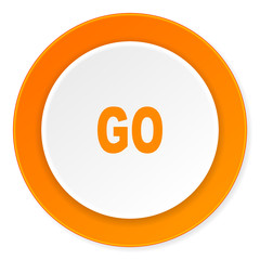 go orange circle 3d modern design flat icon on white background