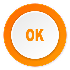ok orange circle 3d modern design flat icon on white background