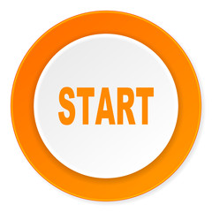 start orange circle 3d modern design flat icon on white background