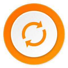 reload orange circle 3d modern design flat icon on white background