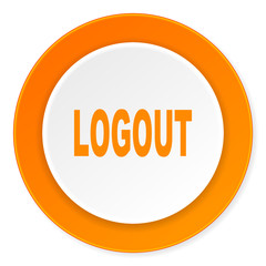 logout orange circle 3d modern design flat icon on white background
