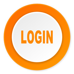 login orange circle 3d modern design flat icon on white background