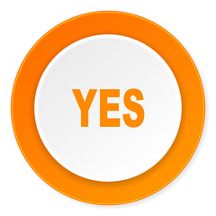 yes orange circle 3d modern design flat icon on white background