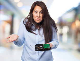 woman having a problem with hard drive