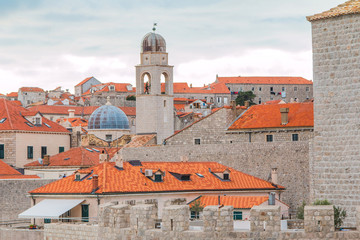 Old town of Dubrovnik, Croatia, clock tower and city walls