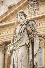 Saint Paul statue in front of the Basilica of St. Peter, Vatican