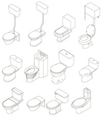 toilet icon set - obrazy, fototapety, plakaty