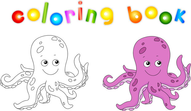 Funny and friendly cartoon octopus