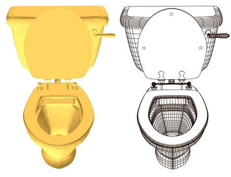 toilet icon set gold