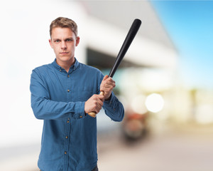 angry young-man baseball bat