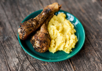 Roasted chicken with mash potatoes
