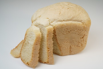 Slices of Homemade bread on white/gray background