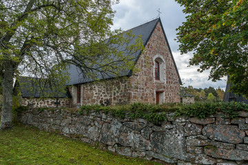 Old church with trees, Finland, Aland Islands, Geta
