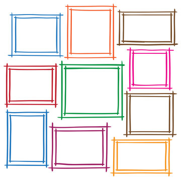 Photo frames doodle sketch, vector